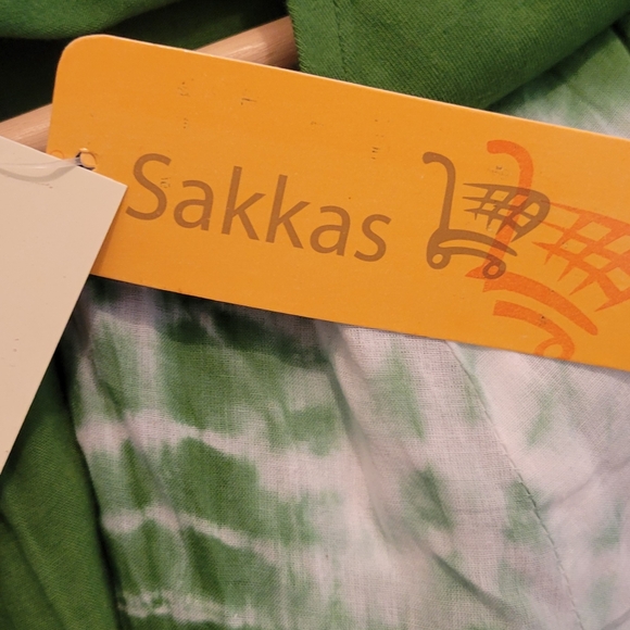NWT Sakkas Windsong Tie Dye Green/White Two Way Dress Size Free/OS/0-16 - Picture 6 of 8